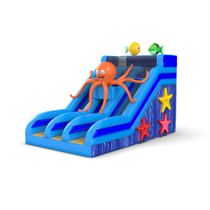 Inflatable slide with an octopus