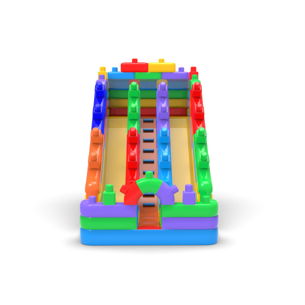 Double inflatable slide Coloured blocks
