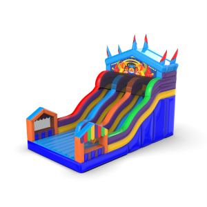 Double open slide in an amusement park theme