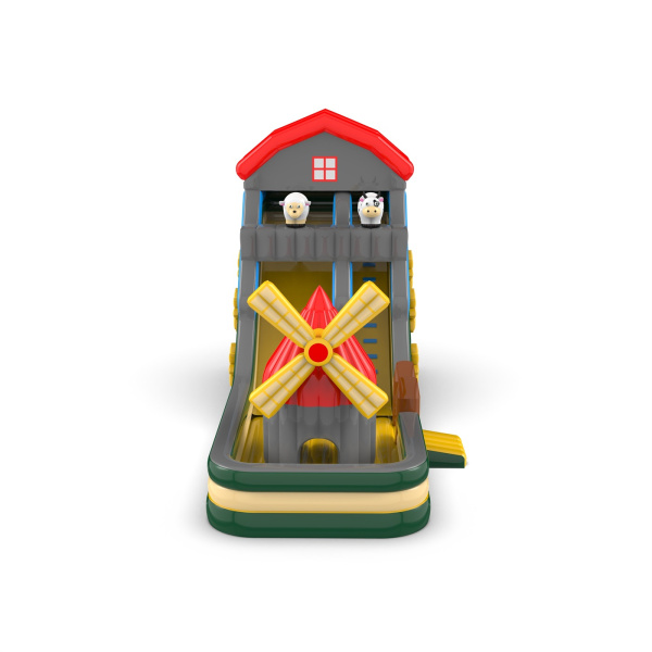 Large inflatable slide with a farm theme
