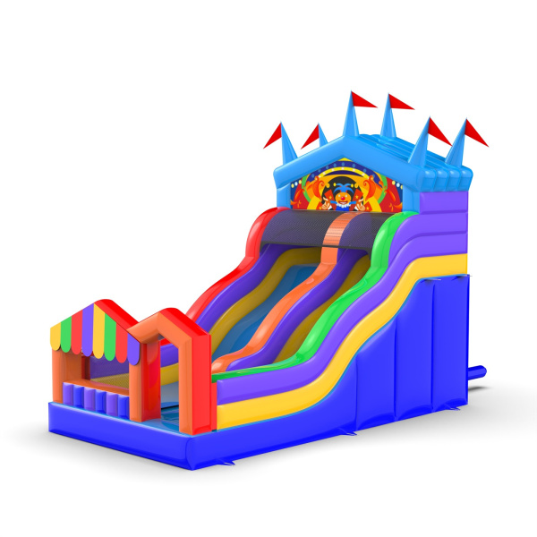 Inflatable slide with funfair theme