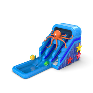 Inflatable water slide with octopus