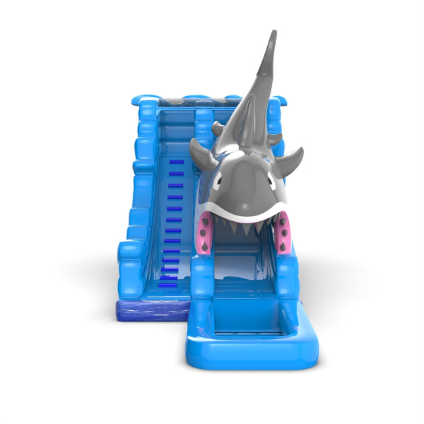 Inflatable water slide with shark