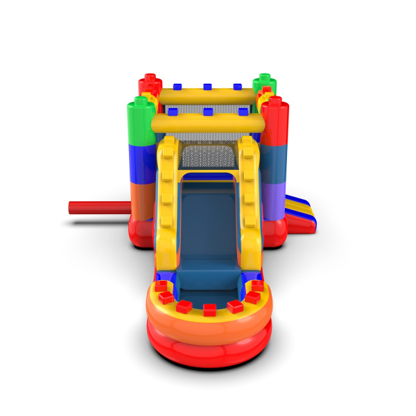 Water slide with bouncy castle Coloured blocks