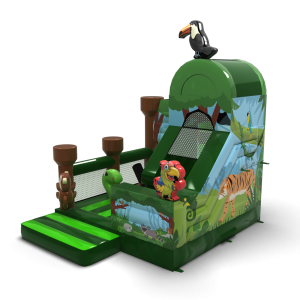 Inflatable with slide - printed jungle combo