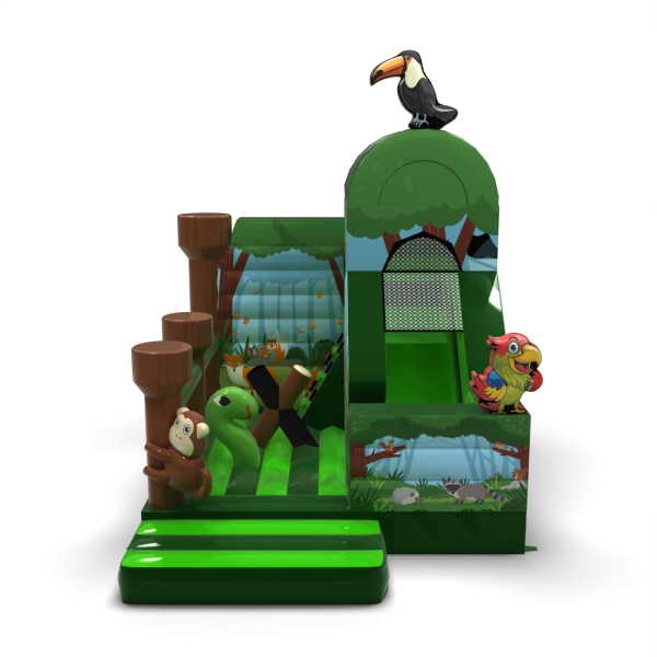 Inflatable with slide - printed jungle combo