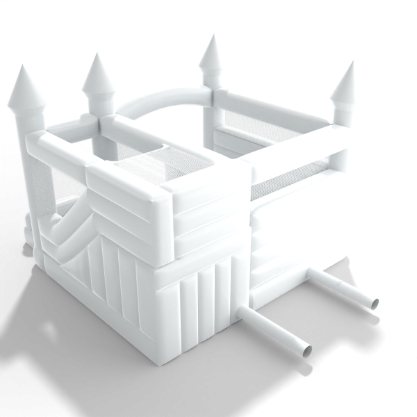Bouncy castle with slide in a white theme