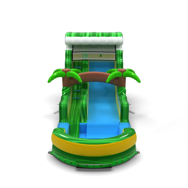 Inflatable water slide in a jungle theme