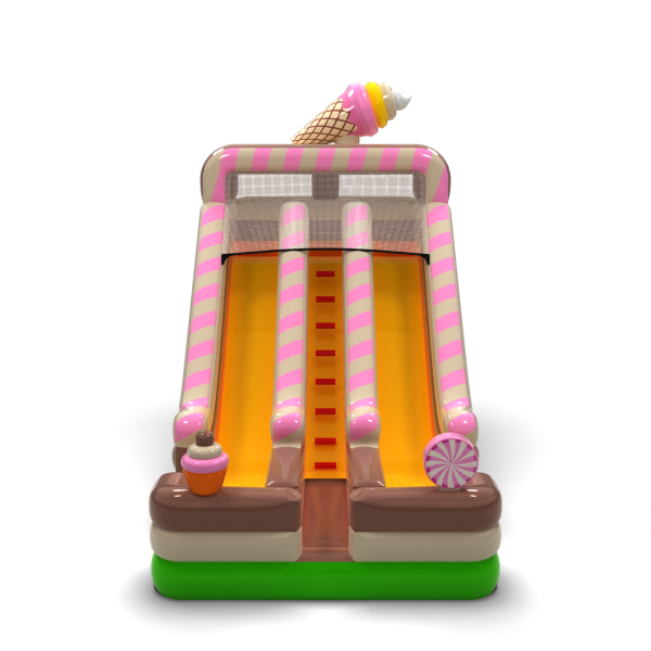 Double inflatable slide with candy theme