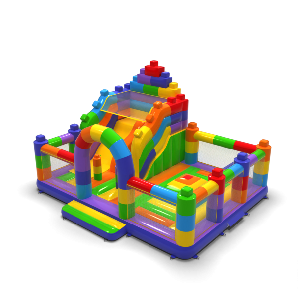 Inflatable playground 8x6 in colourful blocks motif