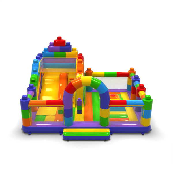 Inflatable playground 8x6 in colourful blocks motif