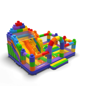 Inflatable playground 8x6 in colourful blocks motif
