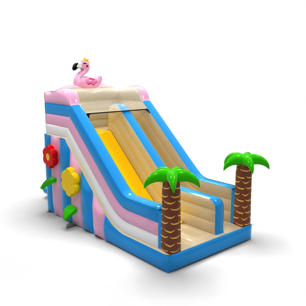 Inflatable slide with flamingo