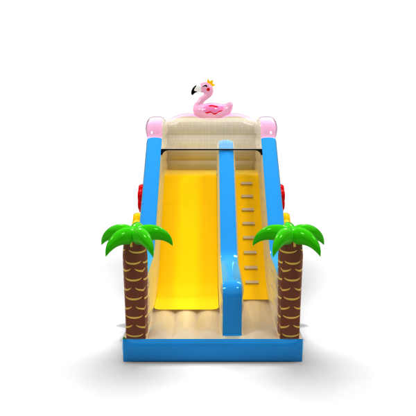 Inflatable slide with flamingo