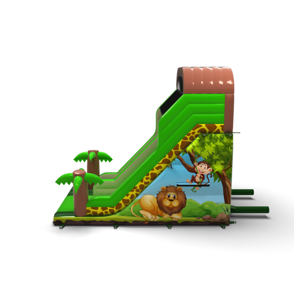 Inflatable slide with jungle print
