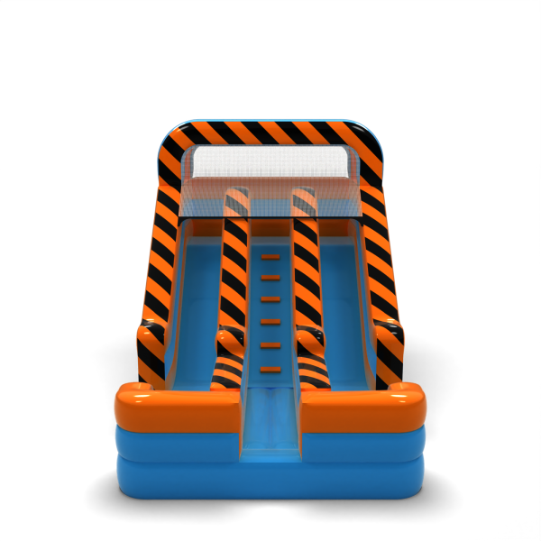 Double inflatable slide in a classic mini theme