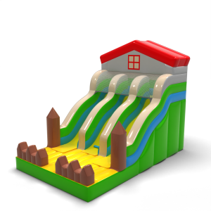 Double inflatable slide mini in a farm theme