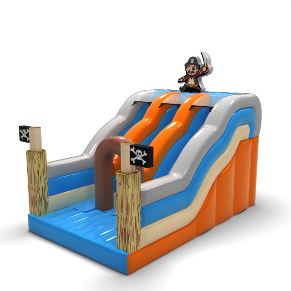 Double inflatable slide in pirate theme mini