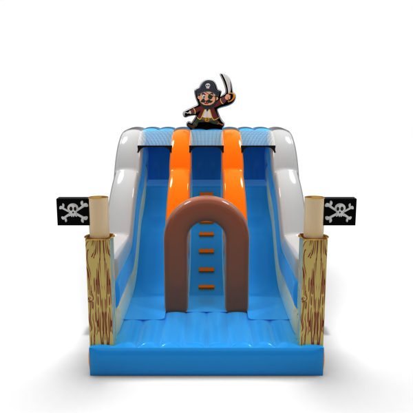 Double inflatable slide in pirate theme mini