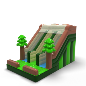 Double inflatable slide mini in a forest theme