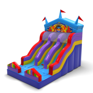 Double inflatable slide mini in an amusement park theme