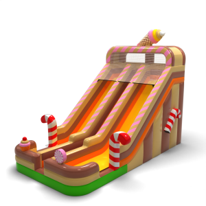 Double enlarged inflatable slide in candy theme