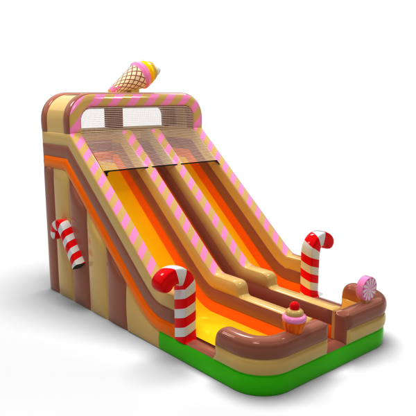 Double enlarged inflatable slide in candy theme