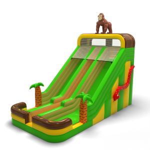 Double enlarged inflatable slide in jungle theme