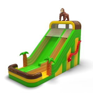 Enlarged inflatable slide in jungle theme