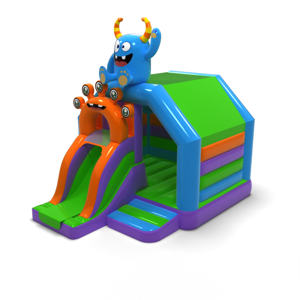 Inflatable monster hut with slide