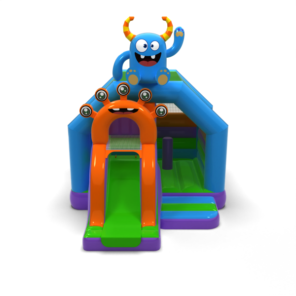 Inflatable monster hut with slide