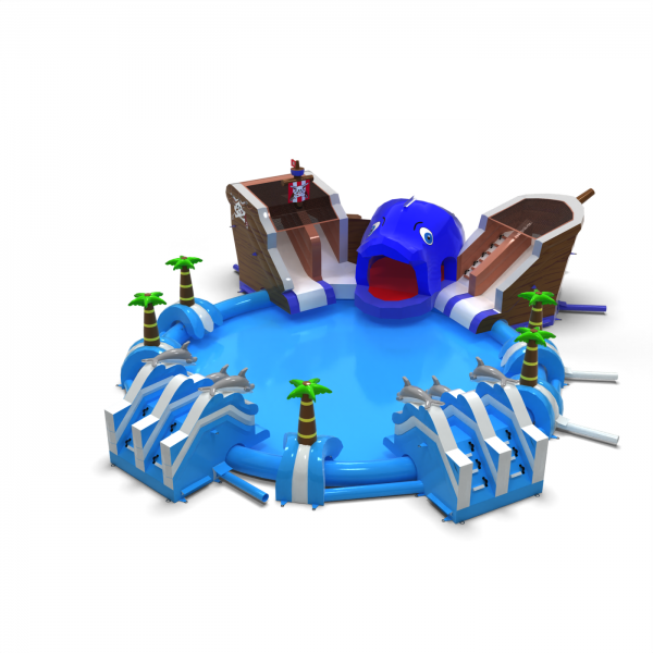 Inflatable water park in a pirate theme