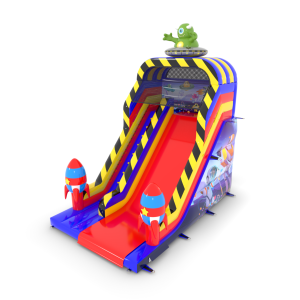 Inflatable slide in a space theme