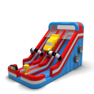 Double enlarged inflatable slide in car theme