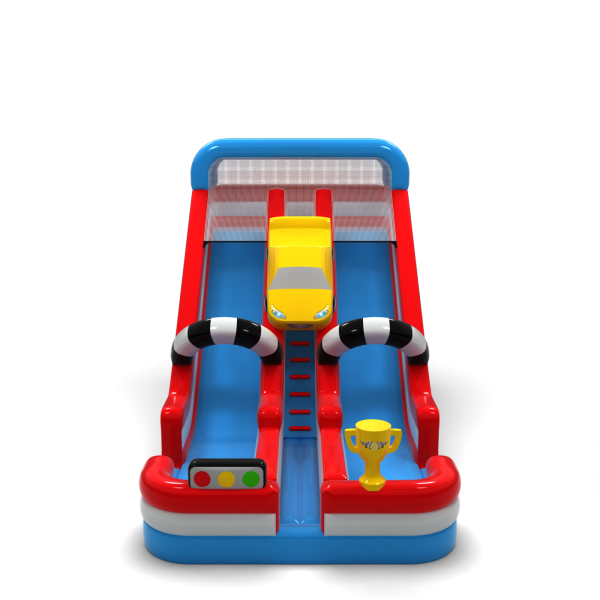 Double enlarged inflatable slide in car theme