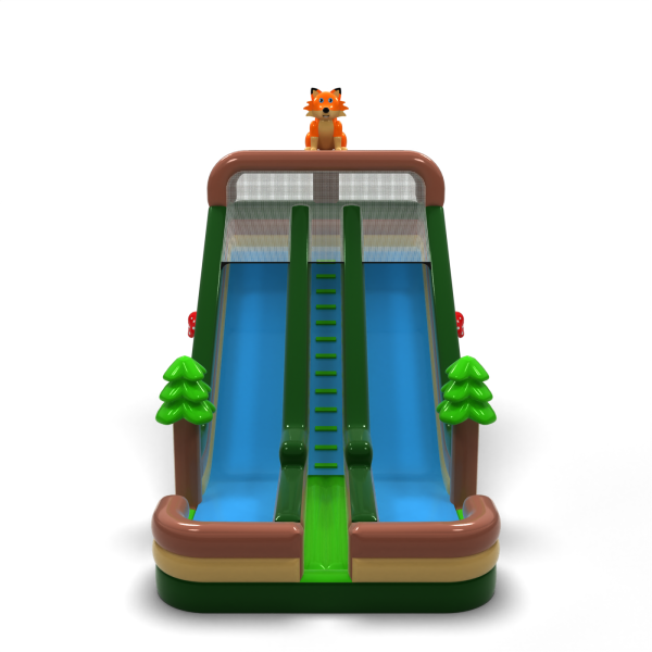 Double enlarged inflatable slide in forest theme