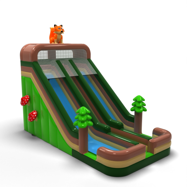 Double enlarged inflatable slide in forest theme