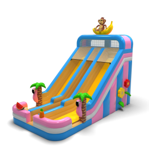 Double enlarged inflatable slide in Hawaiian theme
