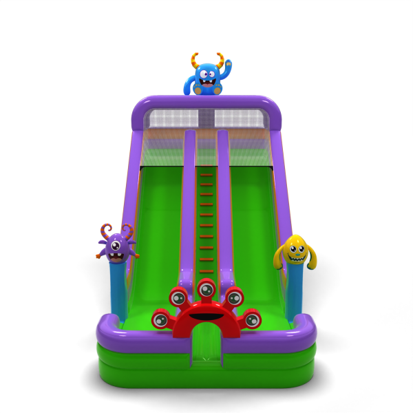Double enlarged inflatable slide in monster theme
