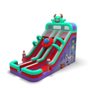 Double enlarged inflatable slide in space theme