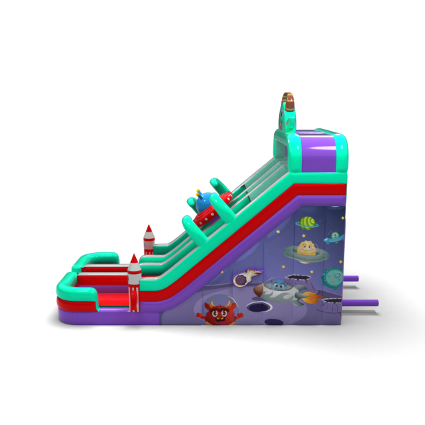 Double enlarged inflatable slide in space theme