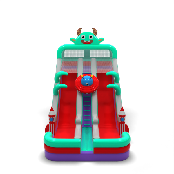 Double enlarged inflatable slide in space theme