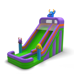 Enlarged inflatable slide in a monster theme