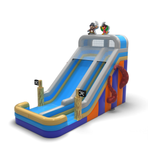 Enlarged inflatable slide in pirate theme