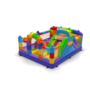 6x5 inflatable playground in a colourful blocks motif