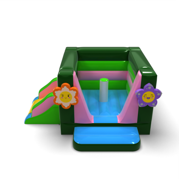 Small bouncy castle with slide - in a spring theme