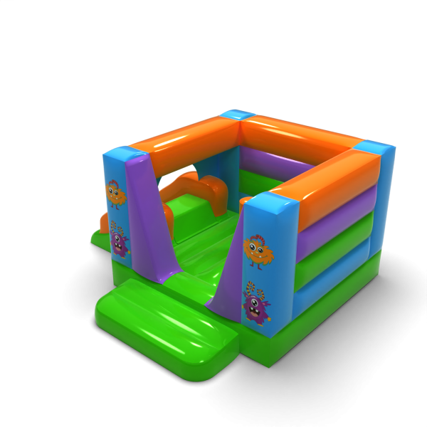 Small bouncy castle with slide - in a monster theme
