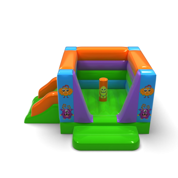 Small bouncy castle with slide - in a monster theme
