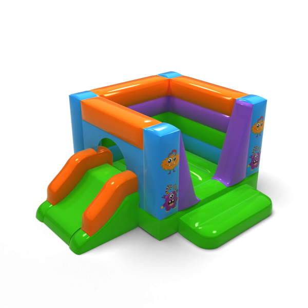Small bouncy castle with slide - in a monster theme