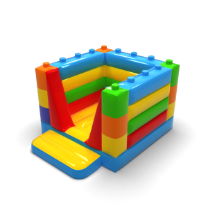 Small bouncy castle enclosed - in a motif of coloured blocks